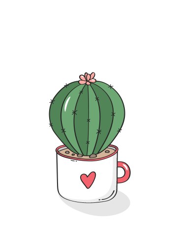 Hand drawn cactus in garden pottery vector image