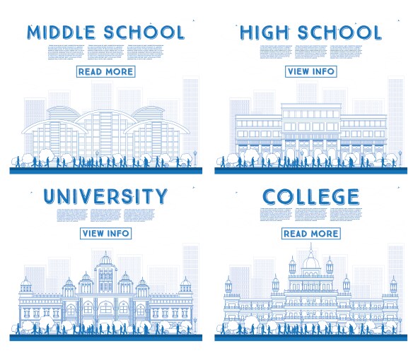 outline set of university high school and college vector image