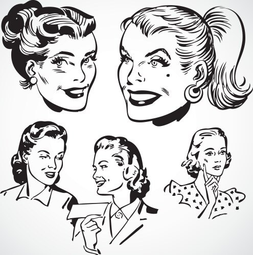 Retro women talking vector image