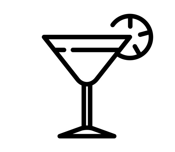 Cocktail party glass line icon for cafe menu vector image