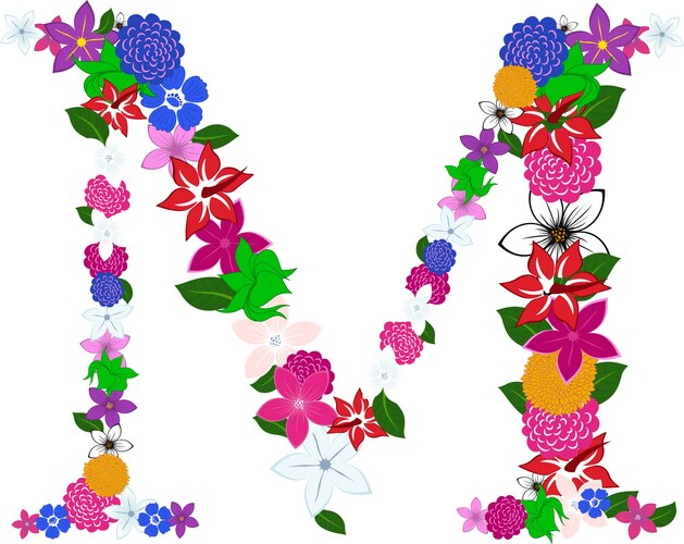 Floral alphabet letter vector image