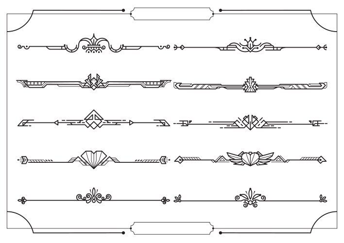 set dividers in border decorative design vector image