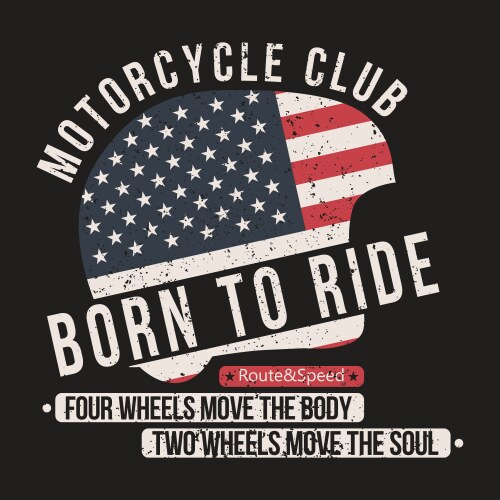 motorcycle t-shirt graphics helmet with usa flag vector image