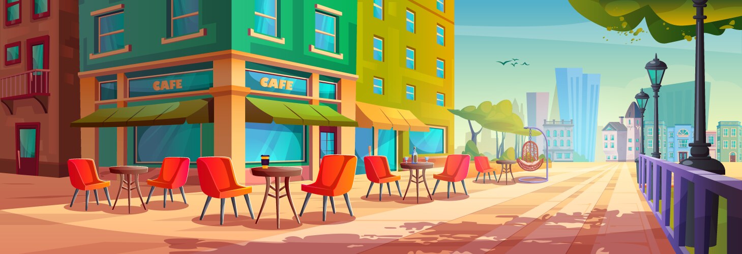 Outdoor city street summer cafe exterior cartoon vector image