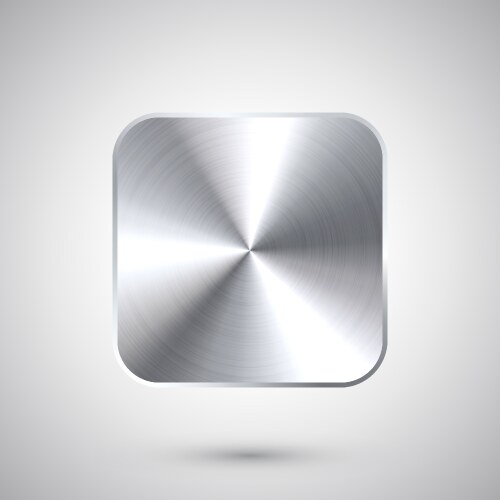 Realistic square metal chrome button steel volume vector image