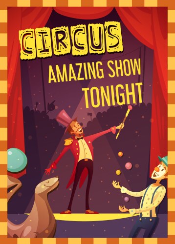 Circus performance announcement retro style poster vector image