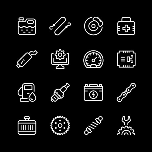 Set of car related line icons vector image