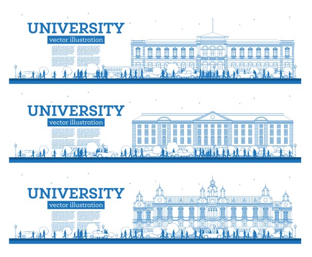 outline university campus set study banners vector image