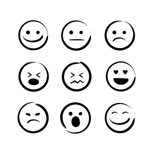 Hand drawn doodle emojis faces set vector image