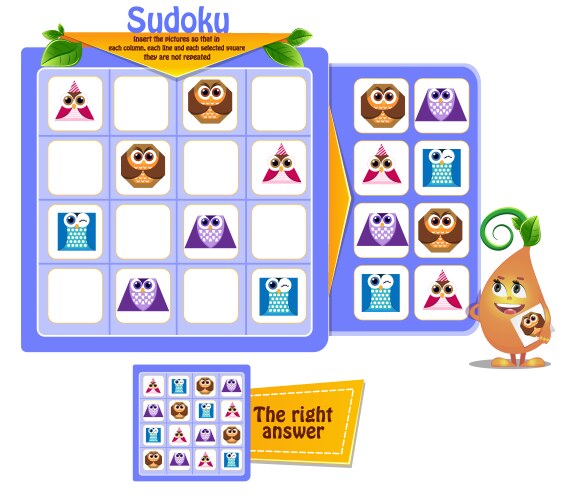 Educational game sudoku shapes vector image