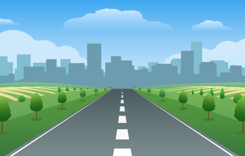 Empty road city summer valley vector image