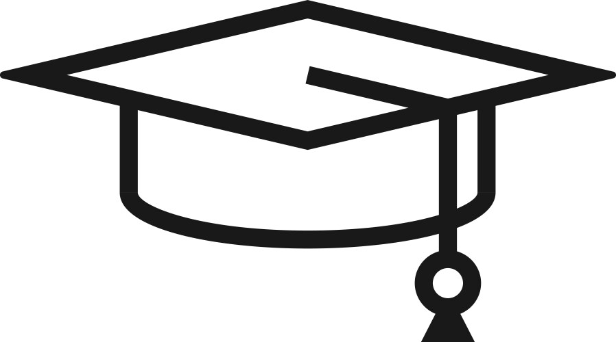 Graduation cap icon student hat in linear style vector image