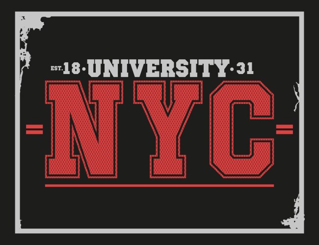 University college new york typography t-shirt vector image