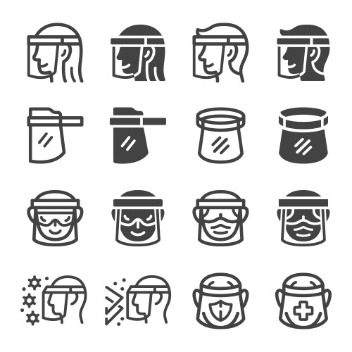 face shield icon set vector image