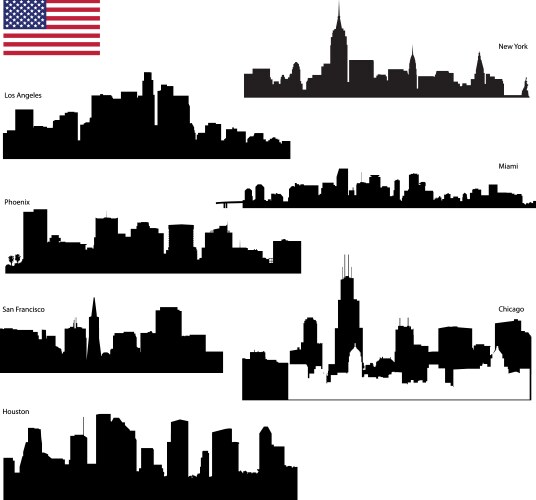 Usa skyline silhouettes vector image