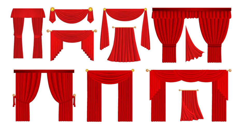 Realistic red drapery theater stage and opera vector image