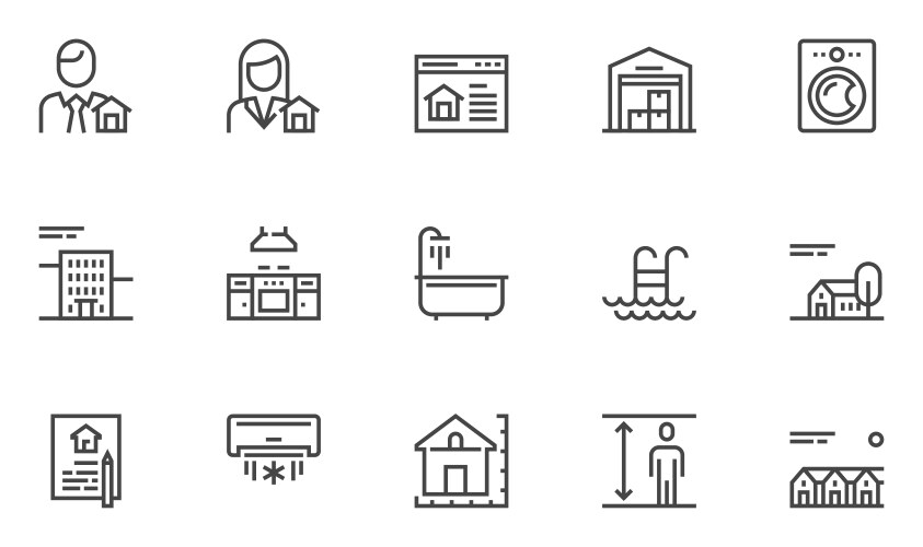 Real estate line icons vector image