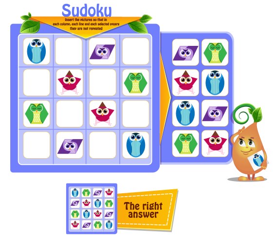 Shapes sudoku logic game vector image