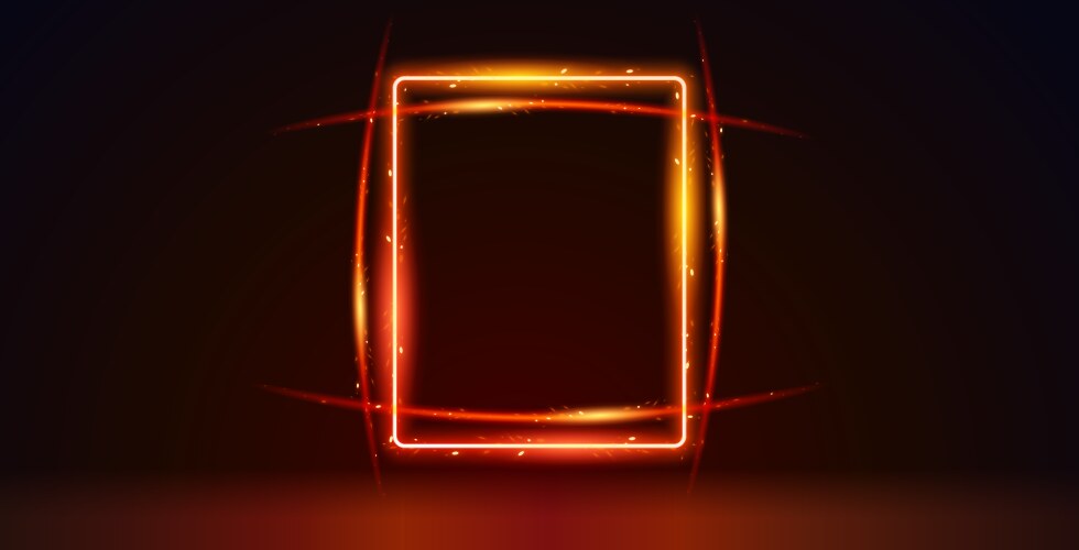 glowing fire bright rectangle frame vector image