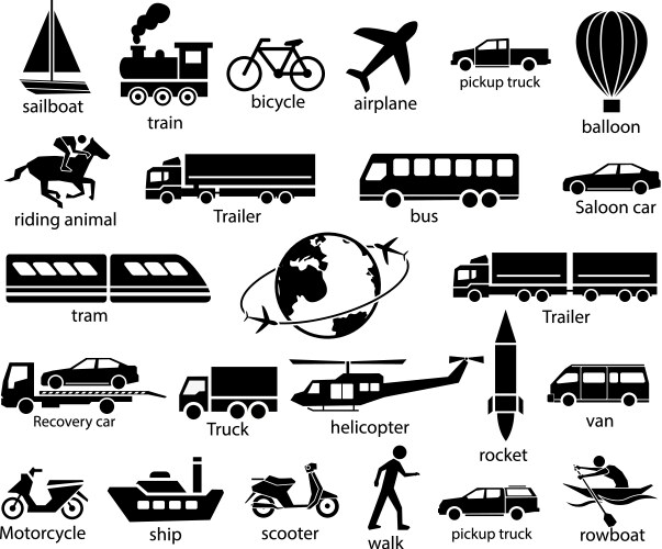 transportation icon set vector image