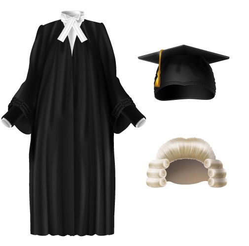 Judge and academic dressing realistic set vector image