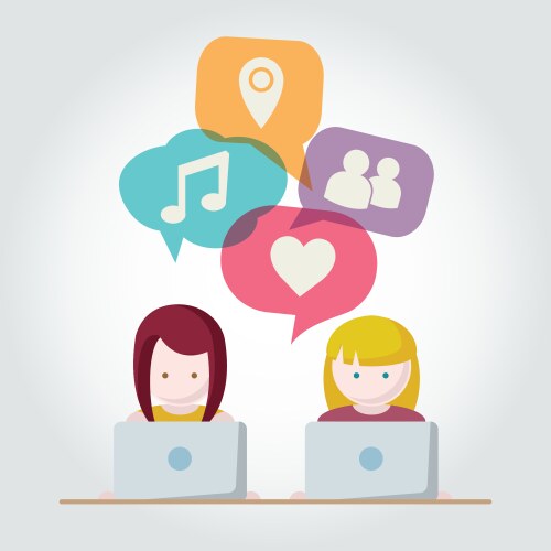 Social media chat people with computers vector image