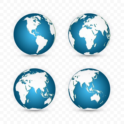 Earth globe world map set planet with continents vector image