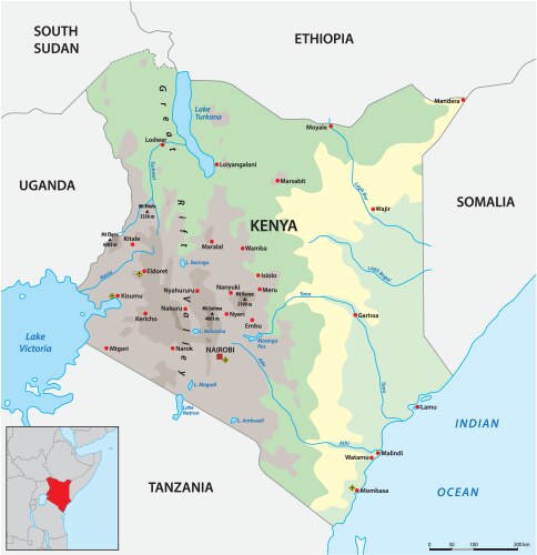 Map of the east african state kenya vector image