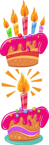 Birthday cakes with colorful candles vector image