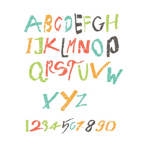 Colored latin alphabet written by a child vector image