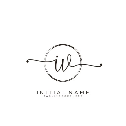 Iv initial handwriting logo with circle template vector image