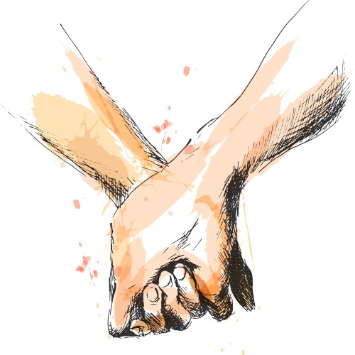 Colored hand sketch holding hands vector image