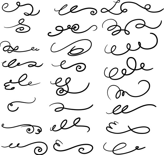 Hand drawn dividers flourishes swirls curls vector image