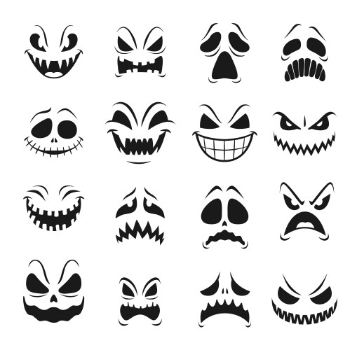 Monster faces set halloween emoticons emojis vector image