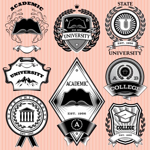 set of templates for emblem in education vector image