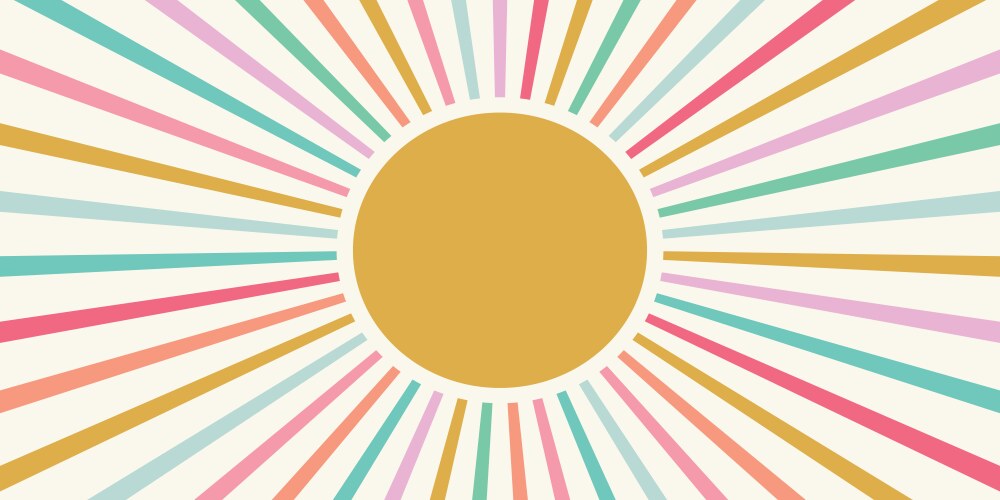 Sunshine background border with rainbow vector image