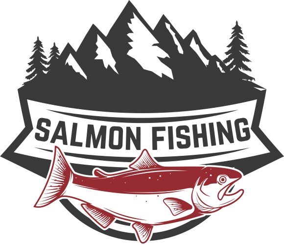 Salmon fishing on background vector image