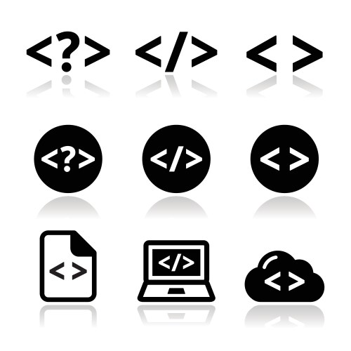 Programming code icons set vector image