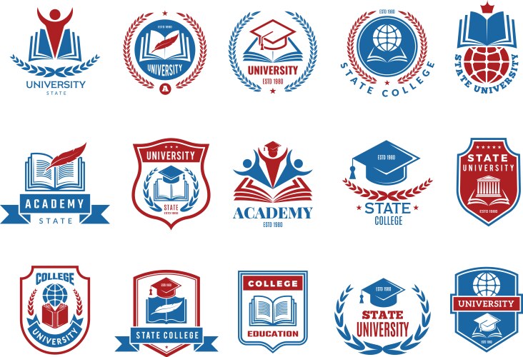 college emblem school or university badges vector image