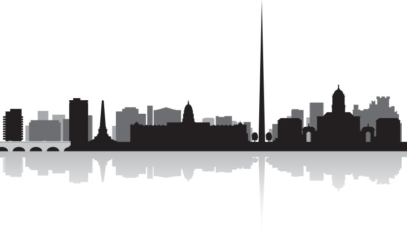 dublin city skyline silhouette vector image