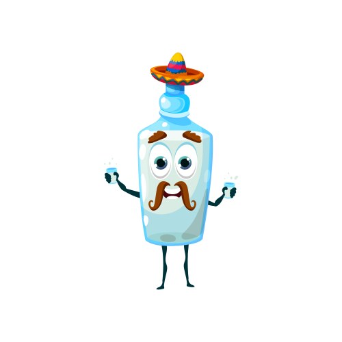 Cartoon pulque drink bottle funny character vector image