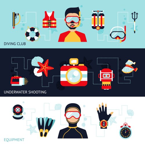 Diving banner set vector image