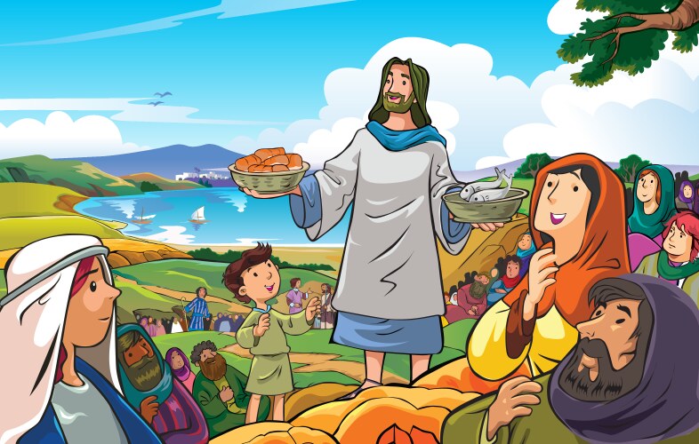 Jesus deliver food vector image