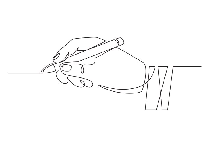 Hand with pen continuous one line businessman vector image