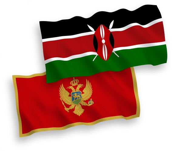 Flags of montenegro and kenya on a white vector image