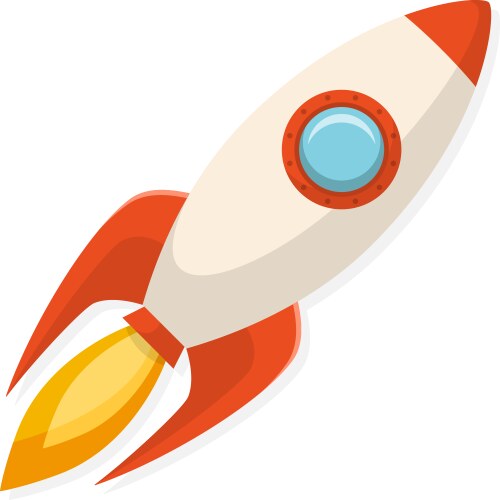 Cartoon flat design rocket ship symbol of start vector image