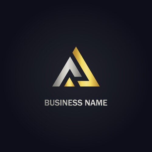 Triangle line shape business gold logo vector image