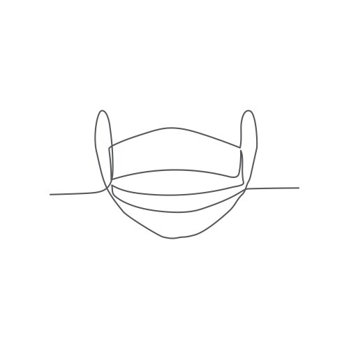 Medical mask one line drawing on white background vector image