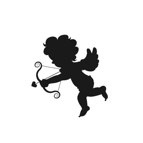 Silhouette amour cupid baby symbol ancient vector image