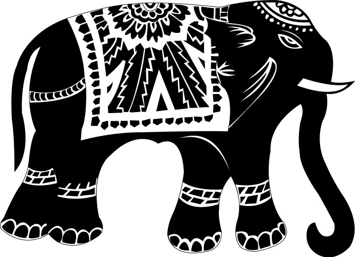 Retro elephant silhouette vector image